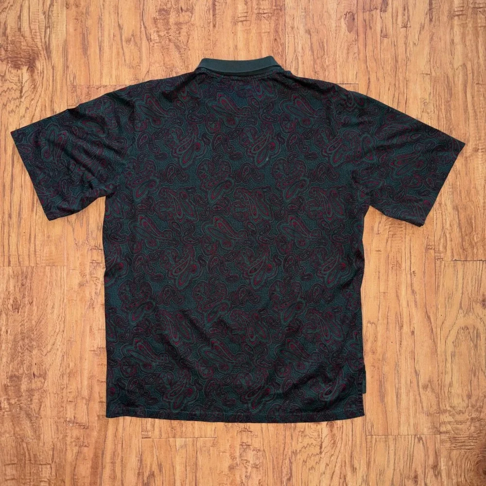 Polo Ralph Lauren Mens XL Paisley Polo Shirt Green Red Short Sleeve Vintage